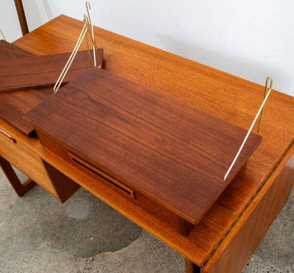 Mid Century Danish Modern Wall Unit 1 bay Teak Drawer Desk Cabinet Modular Shelf - Image 10