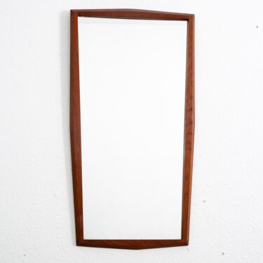 Mid Century Danish Modern Rounded Mirror Wall Hanging Solid Teak Abstract Mcm