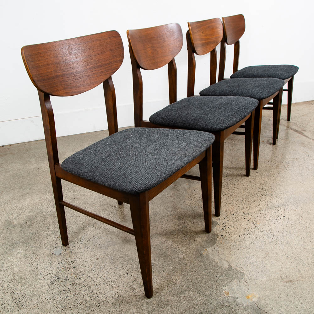 Mid Century Modern Dining Chairs 4 Grey Walnut Vintage American Mcm Restored NM - Image 11