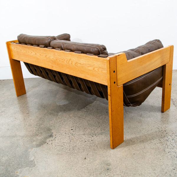 Mid Century Danish Modern Couch Sofa White Oak Brown Loveseat Settee 2 Seat Mcm - Image 4