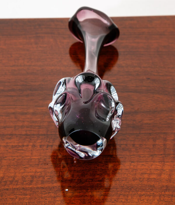 Mid Century Modern Art Glass Vase Floral 2 Tone Sweden Purple Glass Two Flowers - Image 8