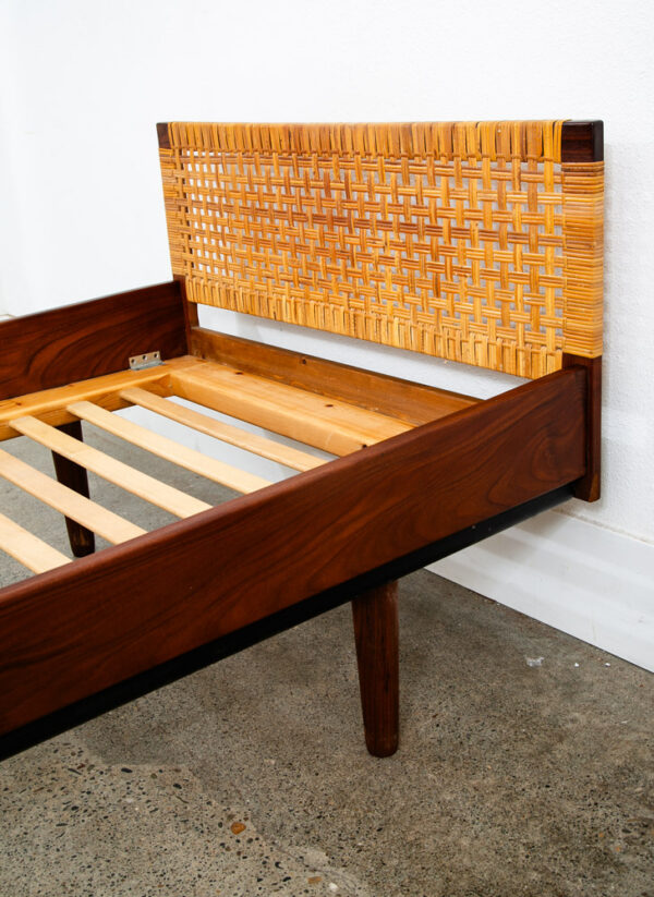 Mid Century Modern Bed Frame Small Single Hans Wegner Getema Teak Headboard - Image 9