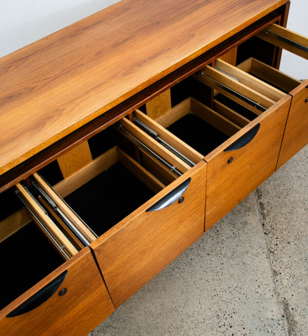 Mid Century Modern Credenza Office Cabinet Jens Risom 4 Drawer Walnut Wood File - Image 10