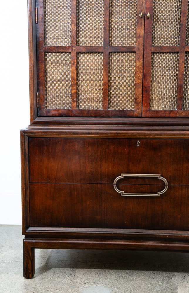 Mid Century Modern Dresser Gentleman's Chest Thomasville Burl Wood Vintage Mcm - Image 4