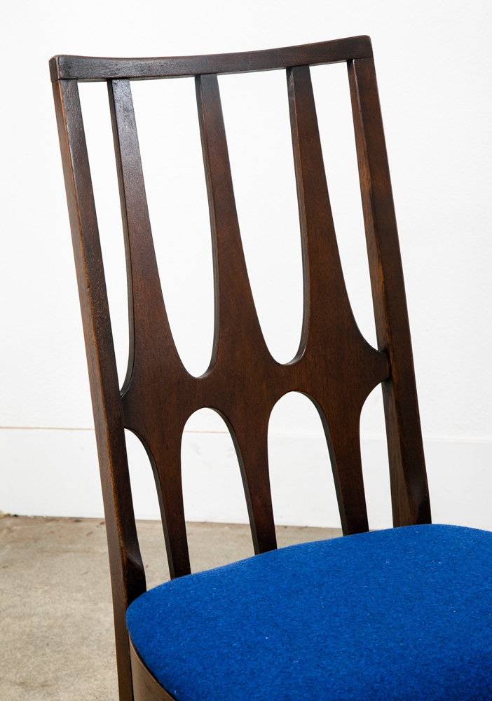 Mid Century Modern Dining Chairs Set 4 Broyhill Brasilia Back Blue Lenoir Chair - Image 5