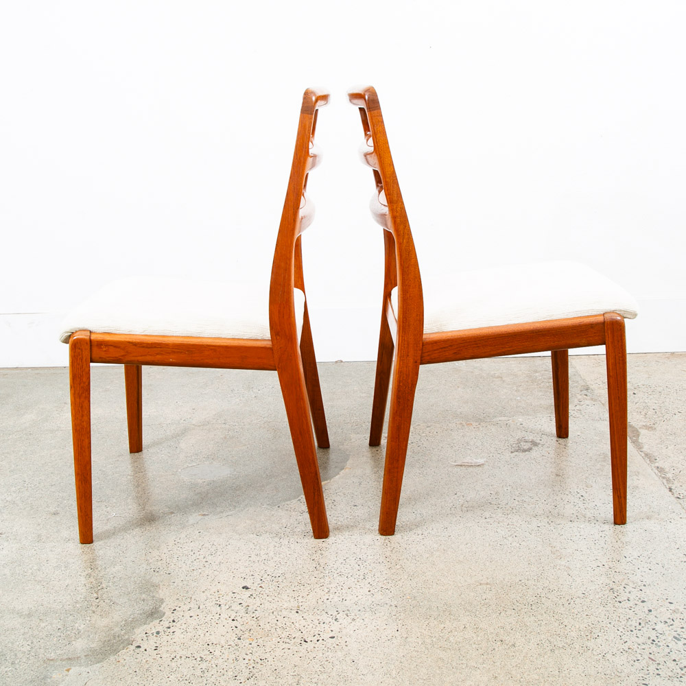 Mid Century Danish Modern Dining Chairs Set 4 Cream Off White Teak Rosewood Mcm - Image 4