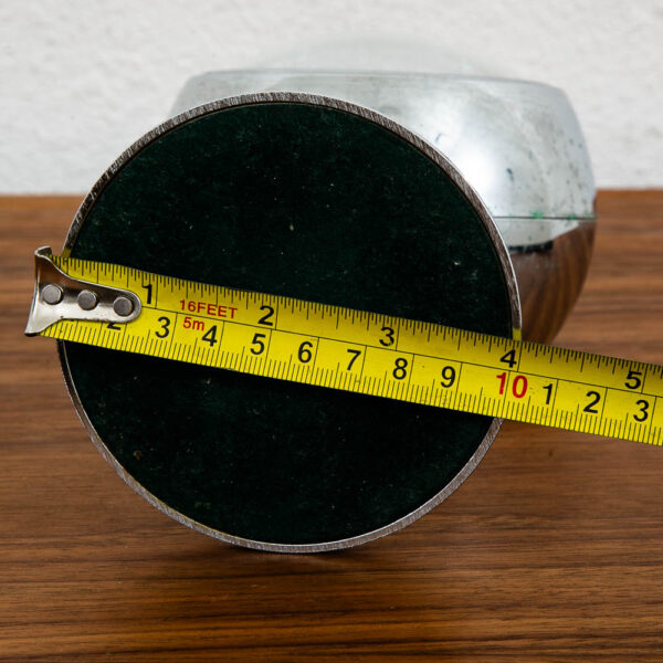 Mid Century Modern Alarm Clock Linden Japan Space Age Chrome Orb Blue Pedestal - Image 9