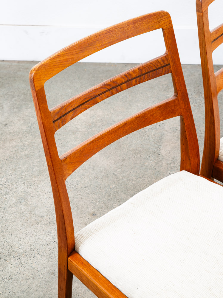 Mid Century Danish Modern Dining Chairs Set 4 Cream Off White Teak Rosewood Mcm - Image 6