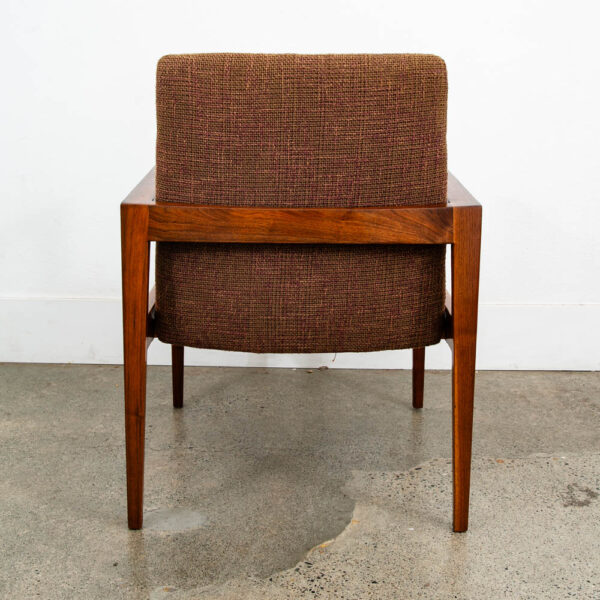 Mid Century Modern Lounge Chairs Jens Risom Walnut Pair Brown Armchairs Two Mcm - Image 6