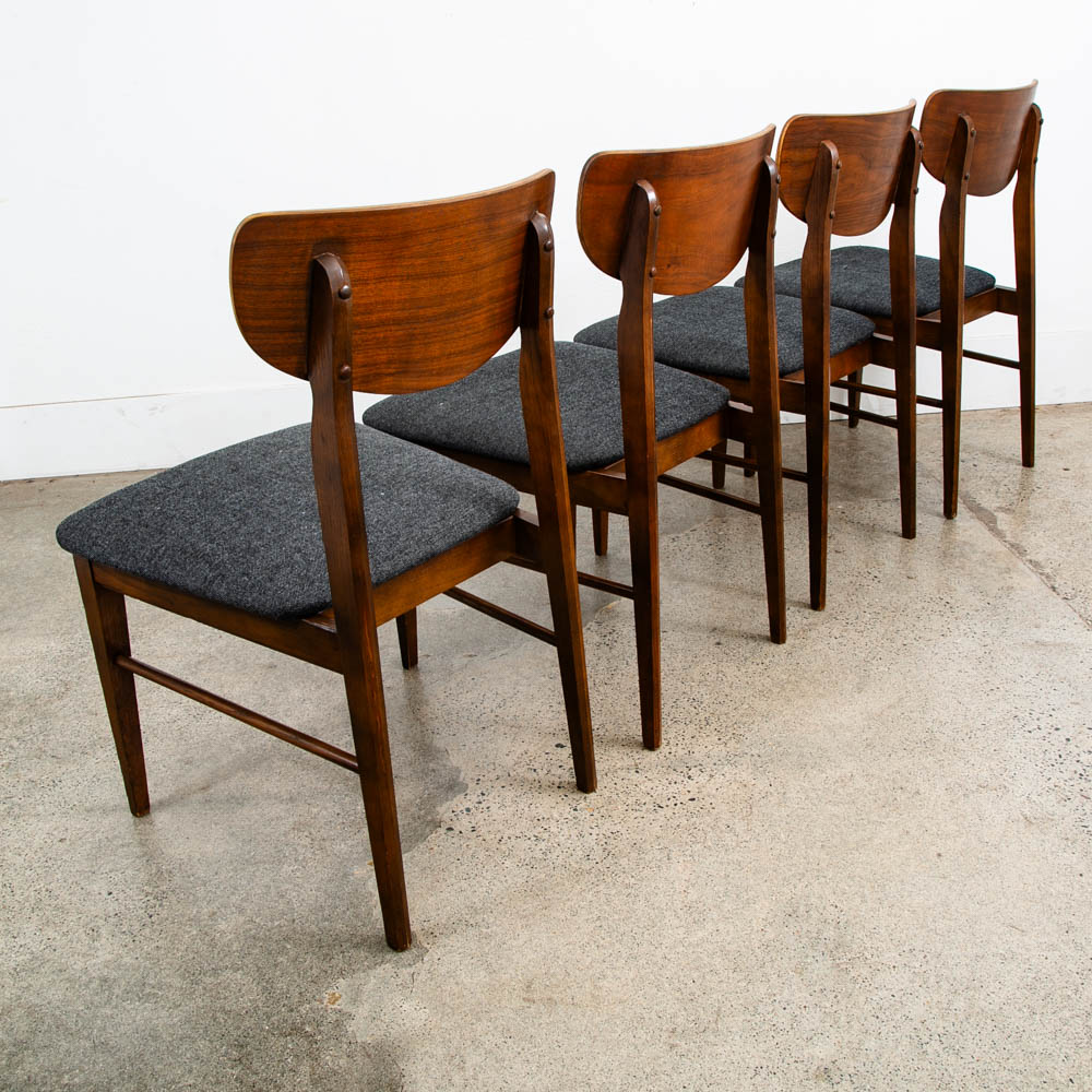 Mid Century Modern Dining Chairs 4 Grey Walnut Vintage American Mcm Restored NM - Image 2