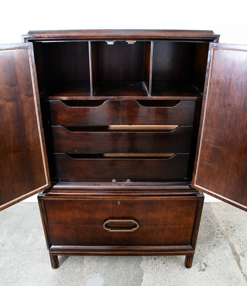Mid Century Modern Dresser Gentleman's Chest Thomasville Burl Wood Vintage Mcm - Image 8