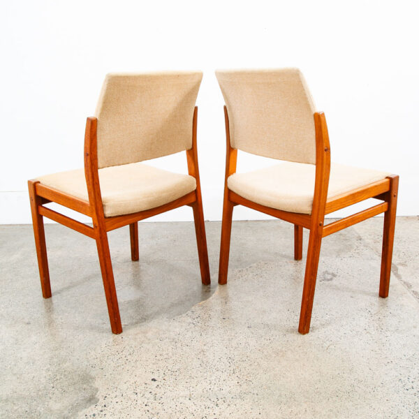 Mid Century Danish Modern Dining Chairs Set 2 Tan Teak Wood Svegards Pair Sweden - Image 4