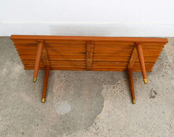 Mid Century Modern Slat Bench Coffee Table Solid Teak Vintage Wood Restored Mcm - Image 8