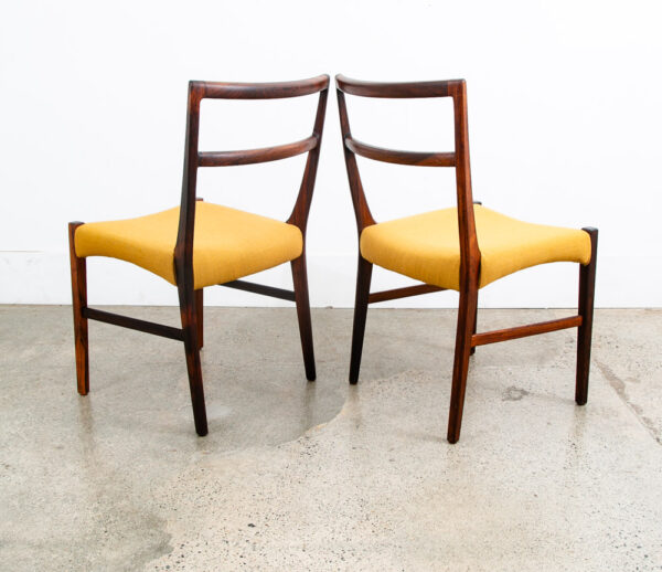 Mid Century Danish Modern Dining Chairs Johannes Andersen Set 6 Rosewood Yellow - Image 8