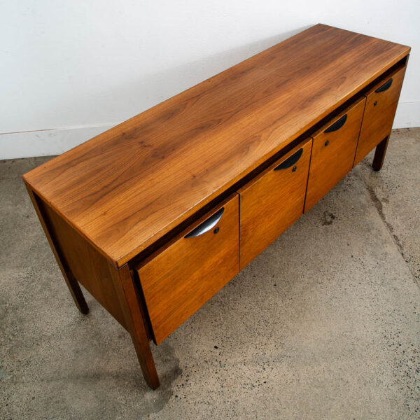 Mid Century Modern Credenza Office Cabinet Jens Risom 4 Drawer Walnut Wood File - Image 3