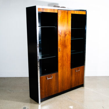 Mid Century Danish Modern Bookshelf Cabinet Rosewood Glass shelves Mcm Armoire