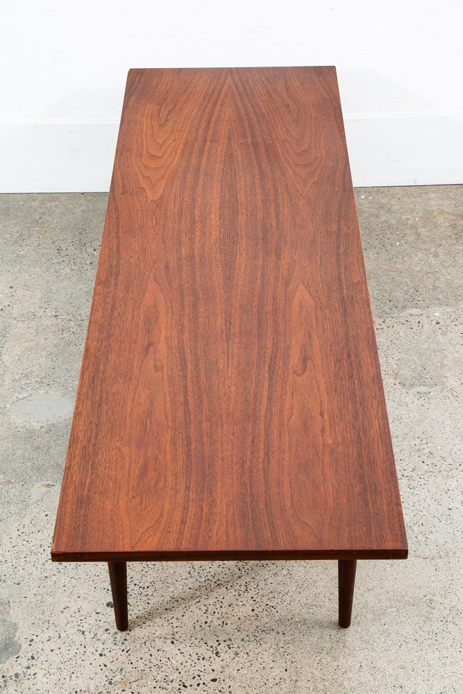 Mid Century Modern Coffee Table Walnut Wide Rectangular Surfboard Vintage Mcm - Image 4