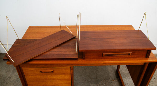 Mid Century Danish Modern Wall Unit 1 bay Teak Drawer Desk Cabinet Modular Shelf - Image 8