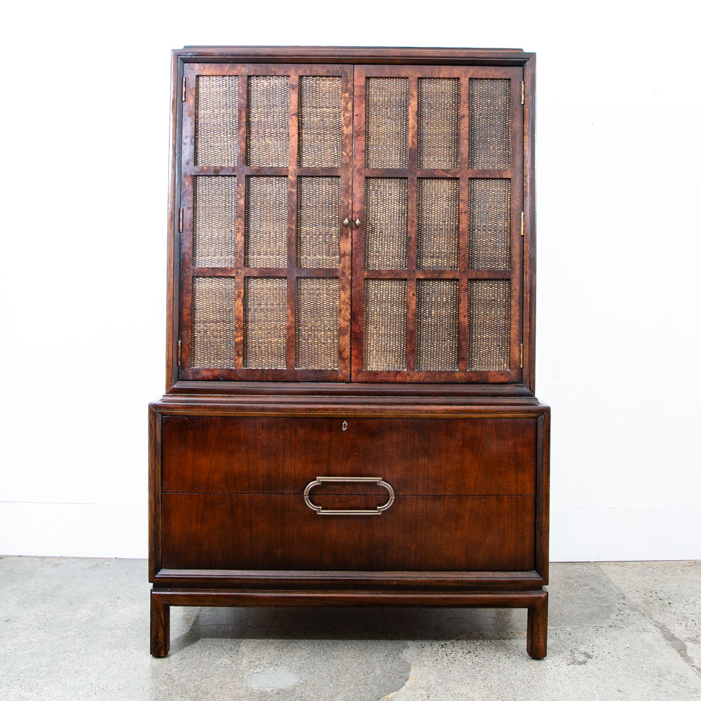Mid Century Modern Dresser Gentleman's Chest Thomasville Burl Wood Vintage Mcm - Image 2