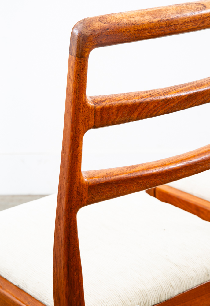 Mid Century Danish Modern Dining Chairs Set 4 Cream Off White Teak Rosewood Mcm - Image 10