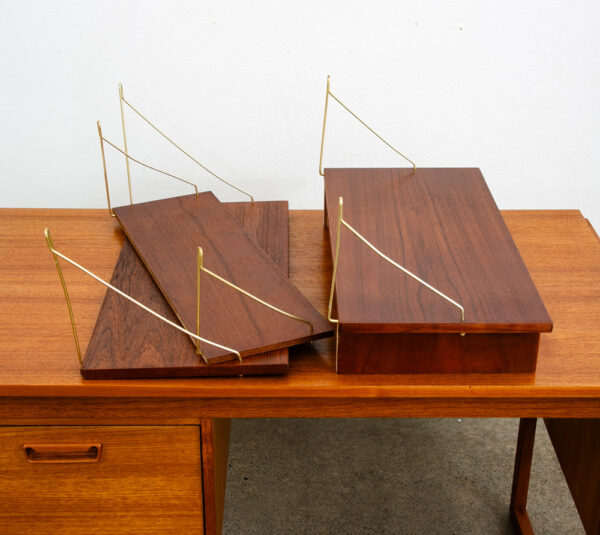 Mid Century Danish Modern Wall Unit 1 bay Teak Drawer Desk Cabinet Modular Shelf - Image 3
