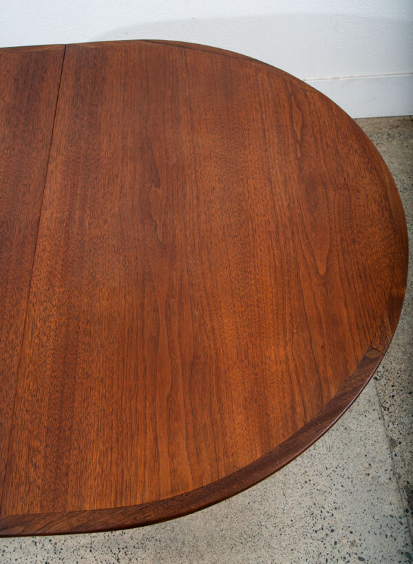 Mid Century Danish Modern Dining Table Round Leaf x2 Dillingham Walnut Oval NM - Image 9