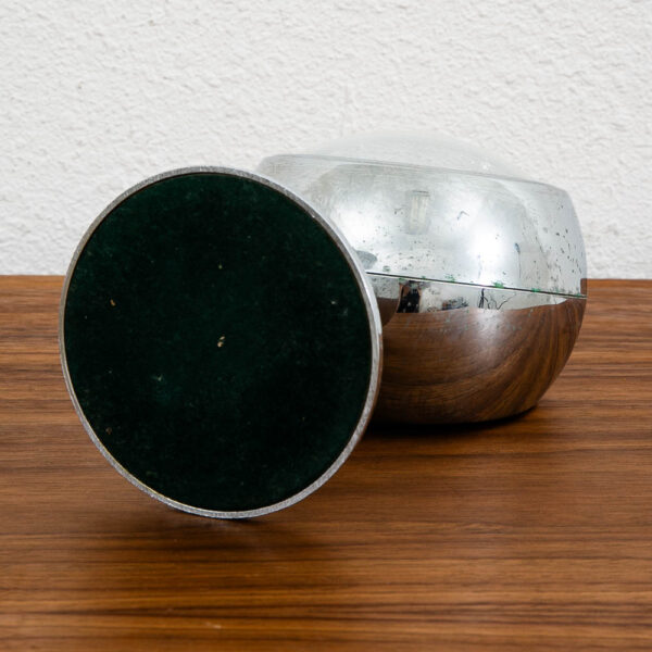 Mid Century Modern Alarm Clock Linden Japan Space Age Chrome Orb Blue Pedestal - Image 8
