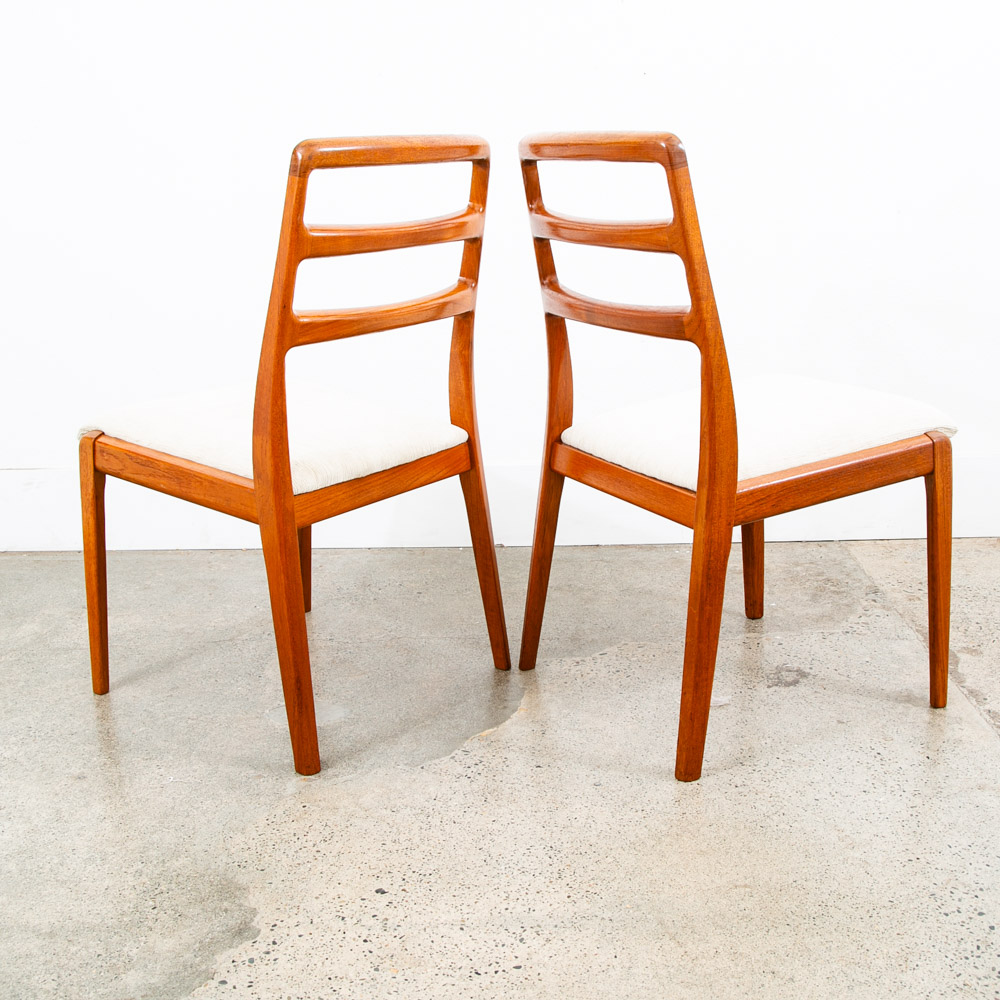 Mid Century Danish Modern Dining Chairs Set 4 Cream Off White Teak Rosewood Mcm - Image 5