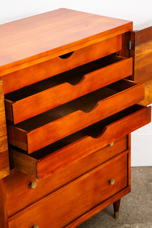 Mid Century Modern Highboy Dresser 6 Drawer Vintage Compact Douglas Fir Children - Image 9