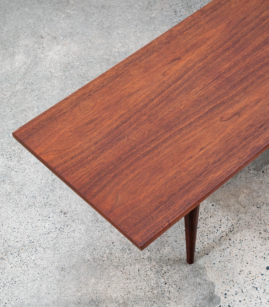 Mid Century Modern Coffee Table Walnut Wide Rectangular Surfboard Vintage Mcm - Image 7