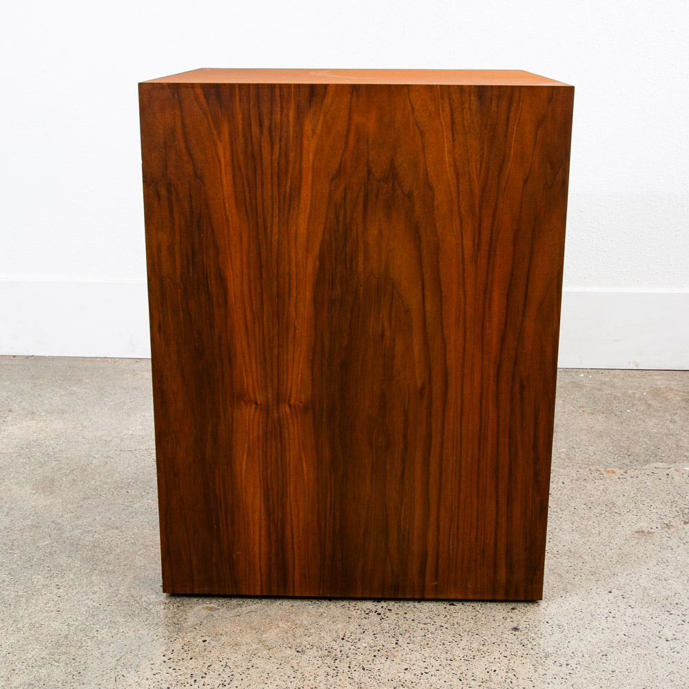 Mid Century Modern Pedestal Walnut Square Table Display Art Vintage Mcm Large - Image 10