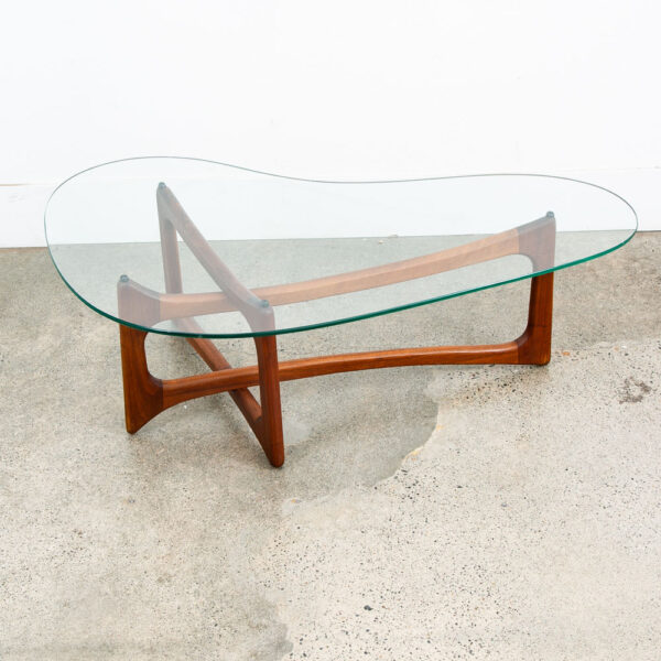 Mid Century Modern Coffee Table Kidney Glass Adrian Pearsall Kidney Craft Walnut