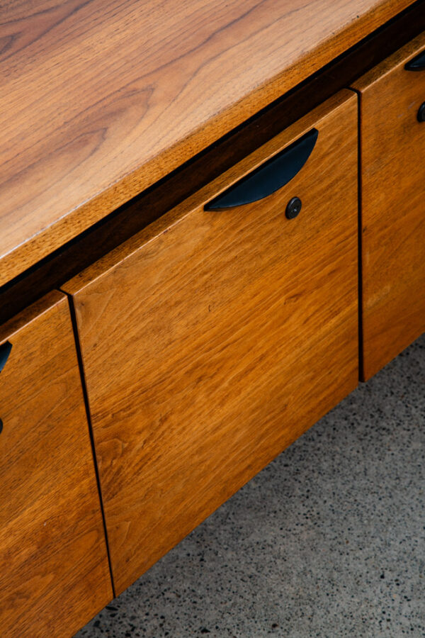 Mid Century Modern Credenza Office Cabinet Jens Risom 4 Drawer Walnut Wood File - Image 7