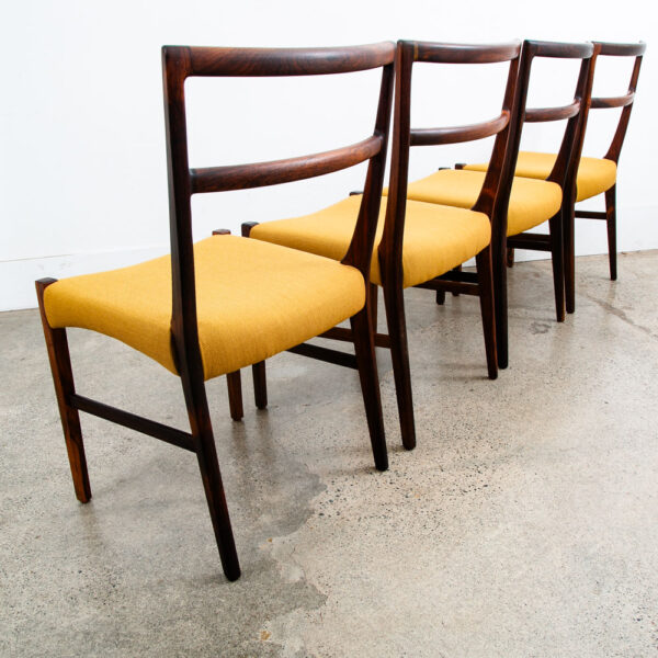 Mid Century Danish Modern Dining Chairs Johannes Andersen Set 6 Rosewood Yellow - Image 5