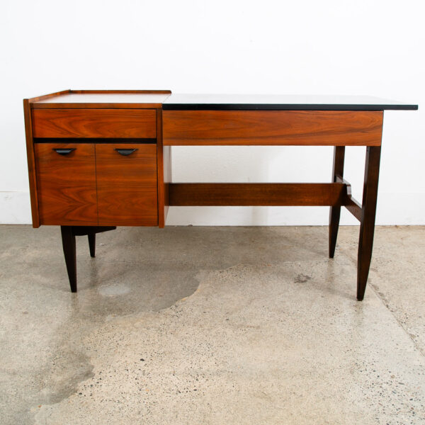 Mid Century Modern Desk Mainline Hooker Walnut Wood Drawers Secretary M Office - Image 2