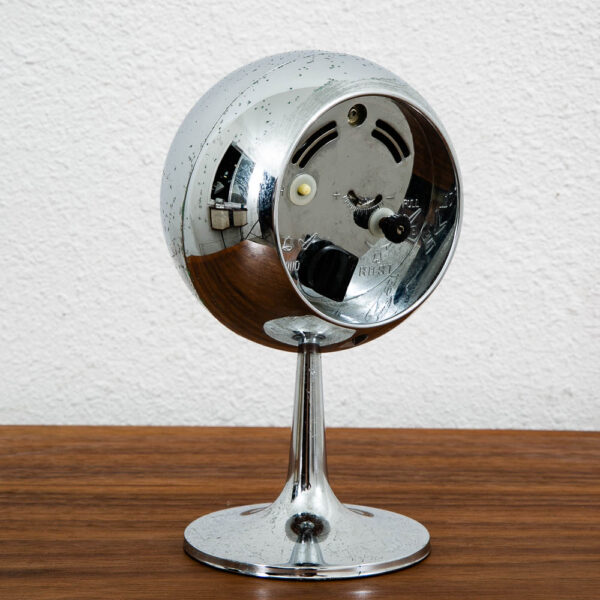 Mid Century Modern Alarm Clock Linden Japan Space Age Chrome Orb Blue Pedestal - Image 6