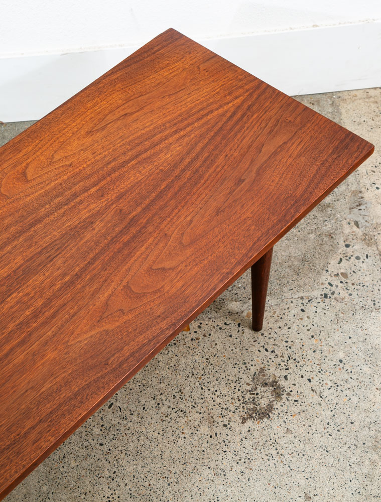 Mid Century Modern Coffee Table Walnut Wide Rectangular Surfboard Vintage Mcm - Image 10