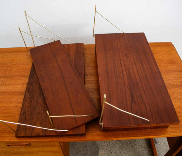 Mid Century Danish Modern Wall Unit 1 bay Teak Drawer Desk Cabinet Modular Shelf - Image 12