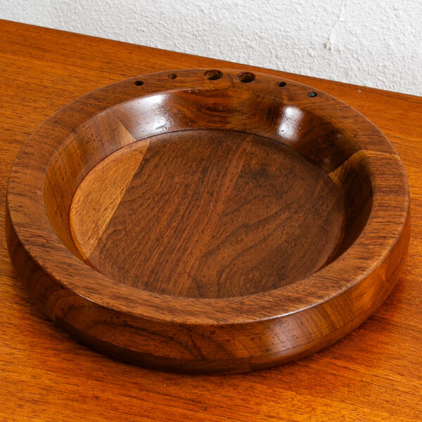 Mid Century Modern Kustom Kraft Nut Bowl American Made Solid Walnut Pipe Tray - Image 2