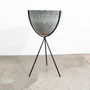Mid Century Modern Planter Kimball Bullet Round Atomic Plant Stand Blue Black