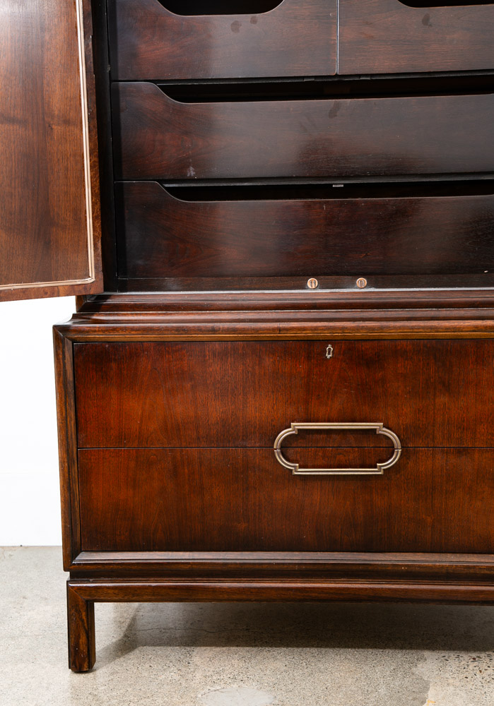Mid Century Modern Dresser Gentleman's Chest Thomasville Burl Wood Vintage Mcm - Image 10