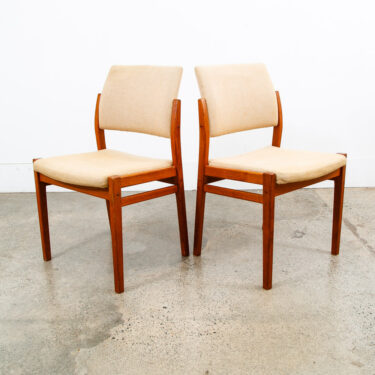 Mid Century Danish Modern Dining Chairs Set 2 Tan Teak Wood Svegards Pair Sweden