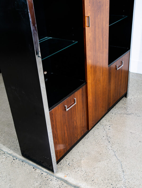 Mid Century Danish Modern Bookshelf Cabinet Rosewood Glass shelves Mcm Armoire - Image 5
