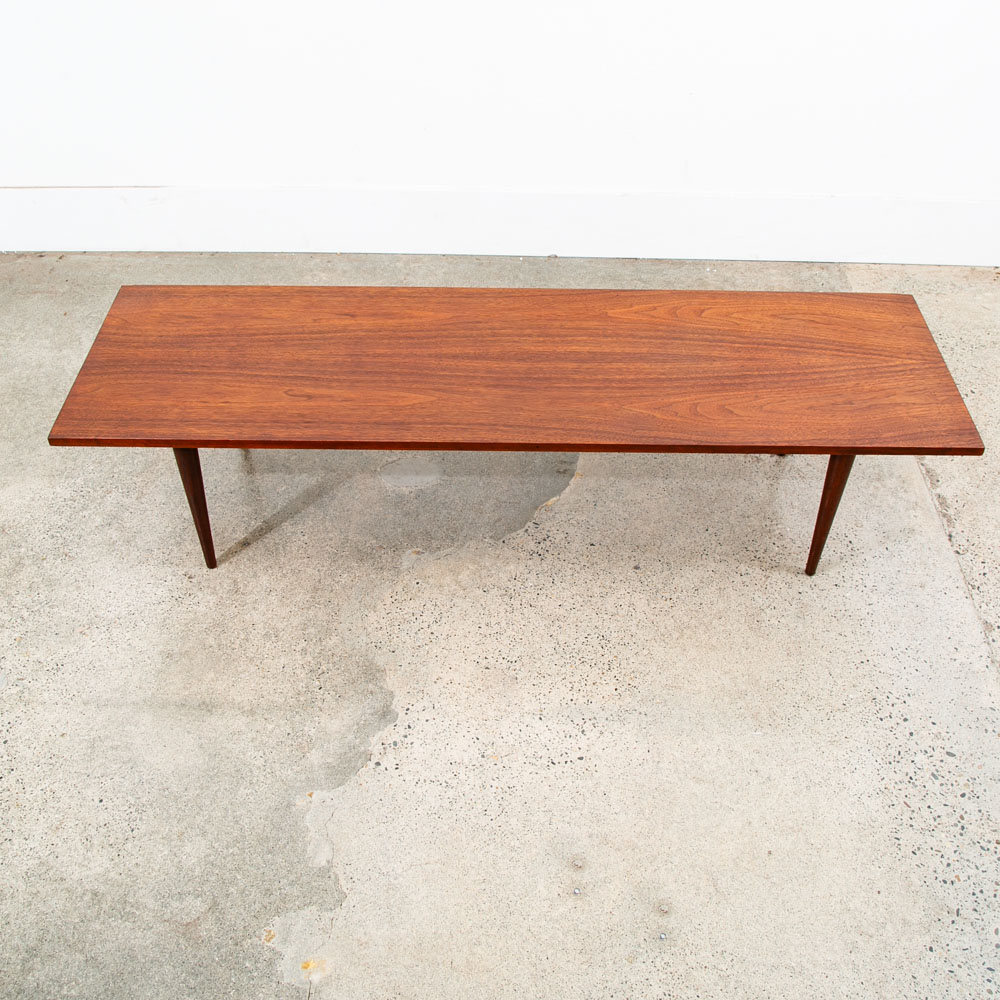 Mid Century Modern Coffee Table Walnut Wide Rectangular Surfboard Vintage Mcm - Image 3