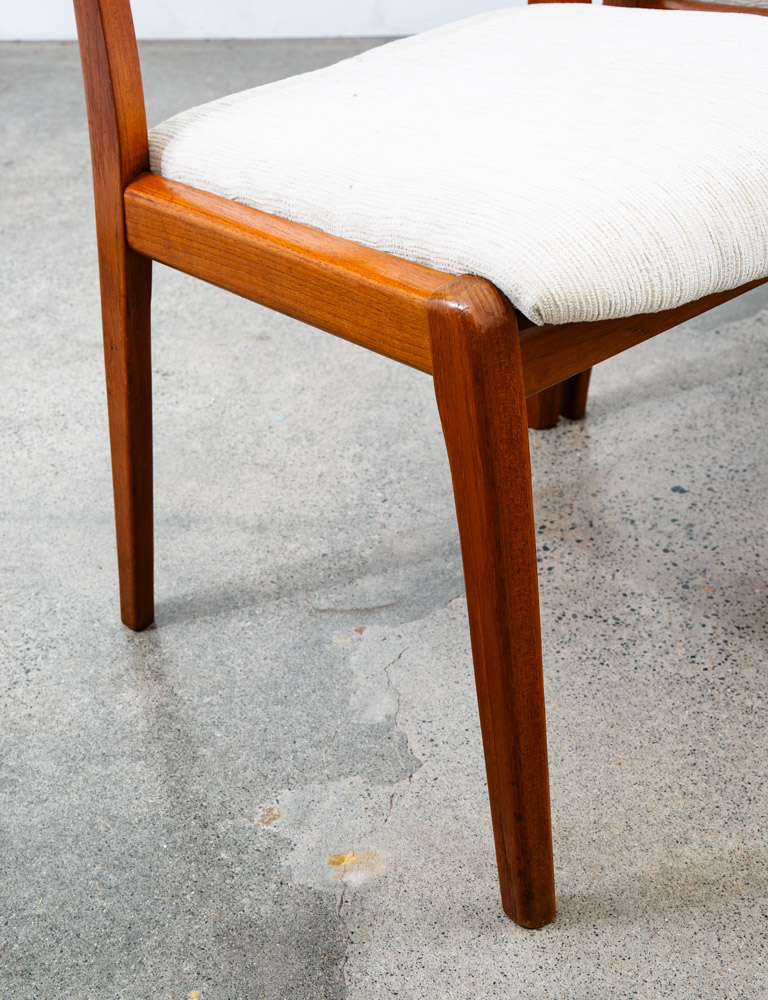 Mid Century Danish Modern Dining Chairs Set 4 Cream Off White Teak Rosewood Mcm - Image 11