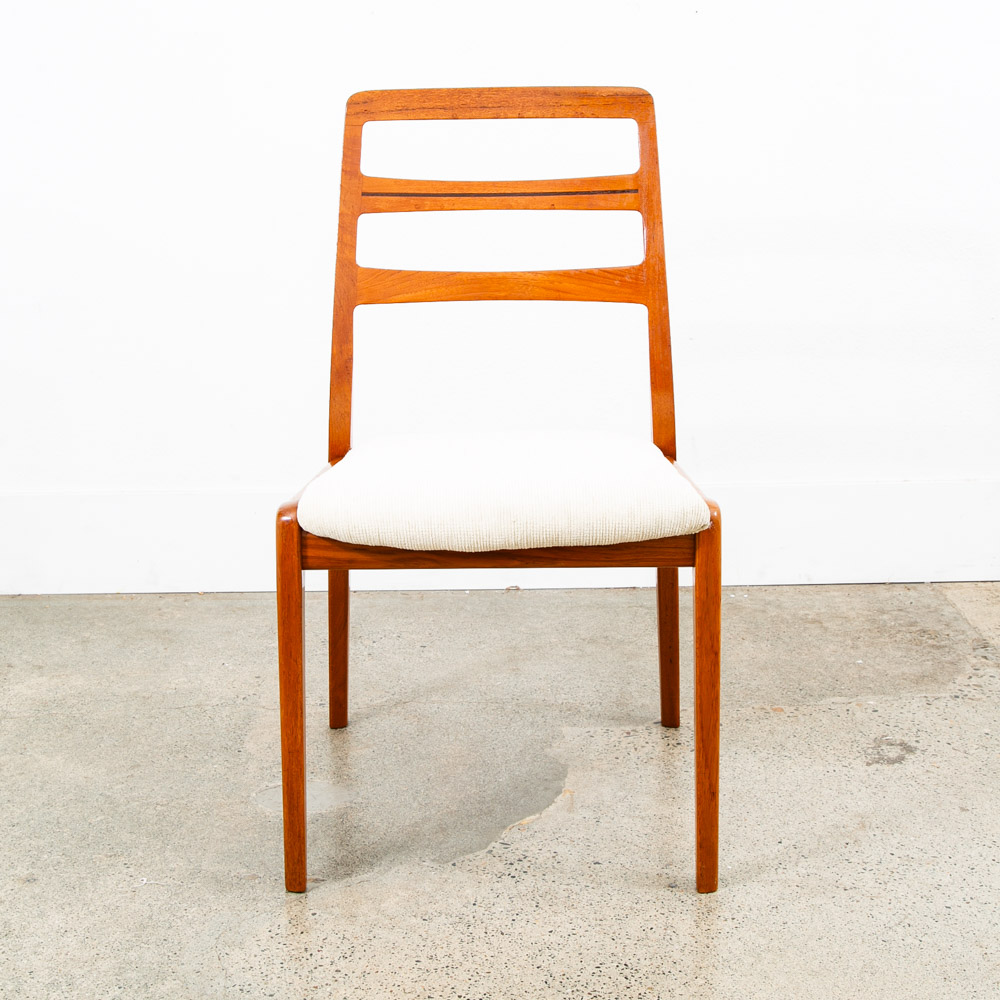 Mid Century Danish Modern Dining Chairs Set 4 Cream Off White Teak Rosewood Mcm - Image 8