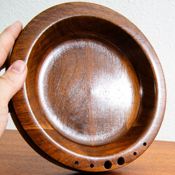 Mid Century Modern Kustom Kraft Nut Bowl American Made Solid Walnut Pipe Tray - Image 7