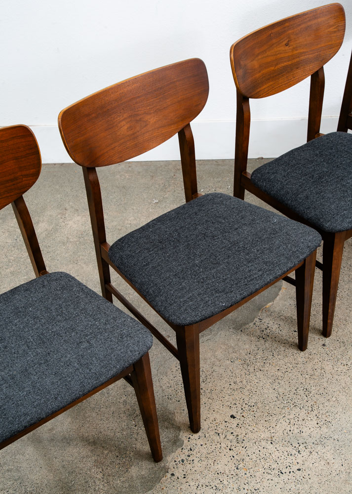 Mid Century Modern Dining Chairs 4 Grey Walnut Vintage American Mcm Restored NM - Image 9