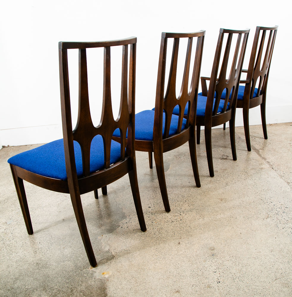 Mid Century Modern Dining Chairs Set 4 Broyhill Brasilia Back Blue Lenoir Chair - Image 2