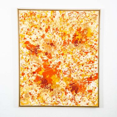 Mid Century Modern Original Painting Art Abstract Expressionist Yellow Orange M